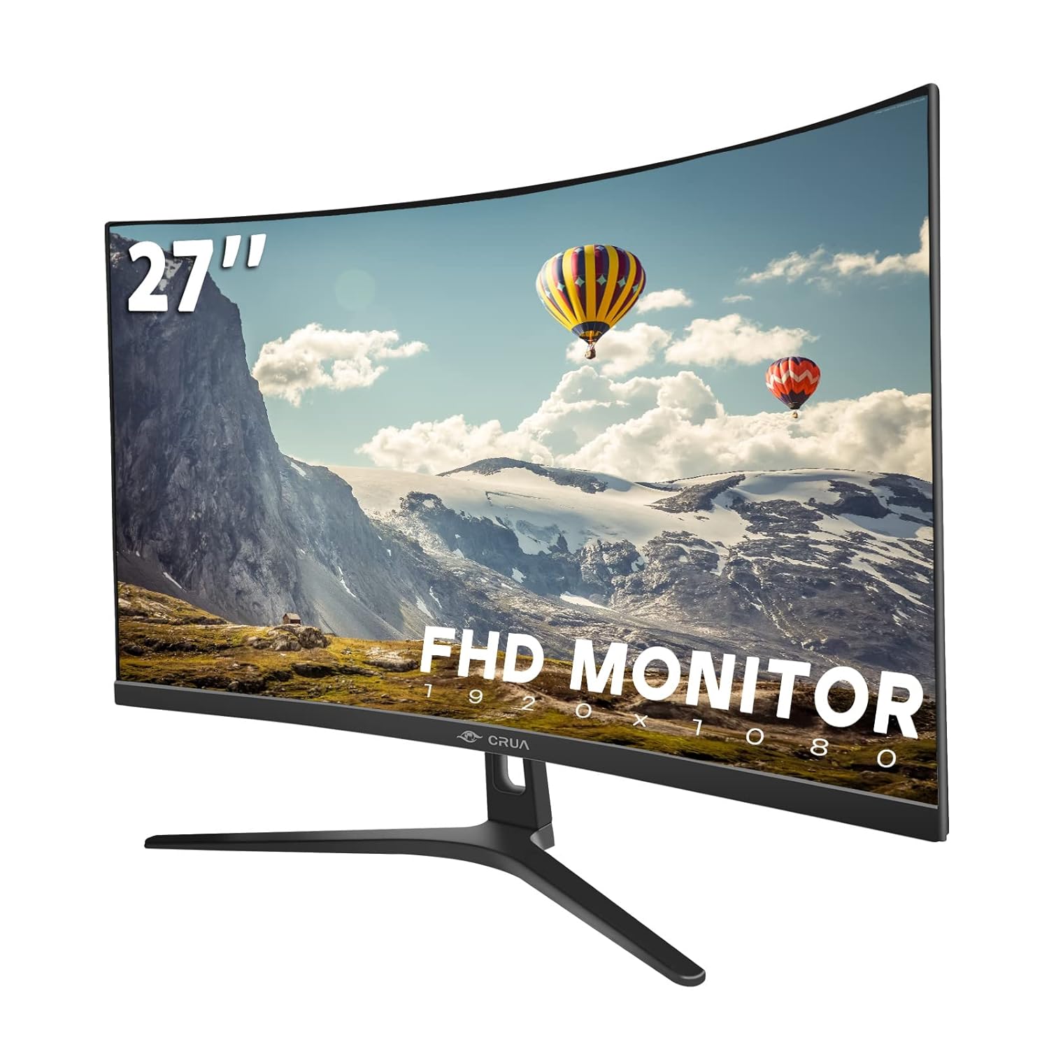 CRUA 27 Curved Monitor FHD 1920x1080P VA Panel 100HZ 120 sRGB Professional Computer Monitor Narrow Bezels on Three
