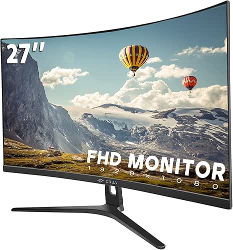 CRUA 27" Curved Monitor, FHD(1920x1080P) VA Panel, 100HZ, 120% sRGB