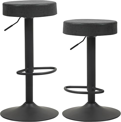 Finnhomy Juego de 2 taburetes de bar de altura de mostrador, taburetes de bar giratorios con reposapiés y espalda descubierta, taburetes de bar