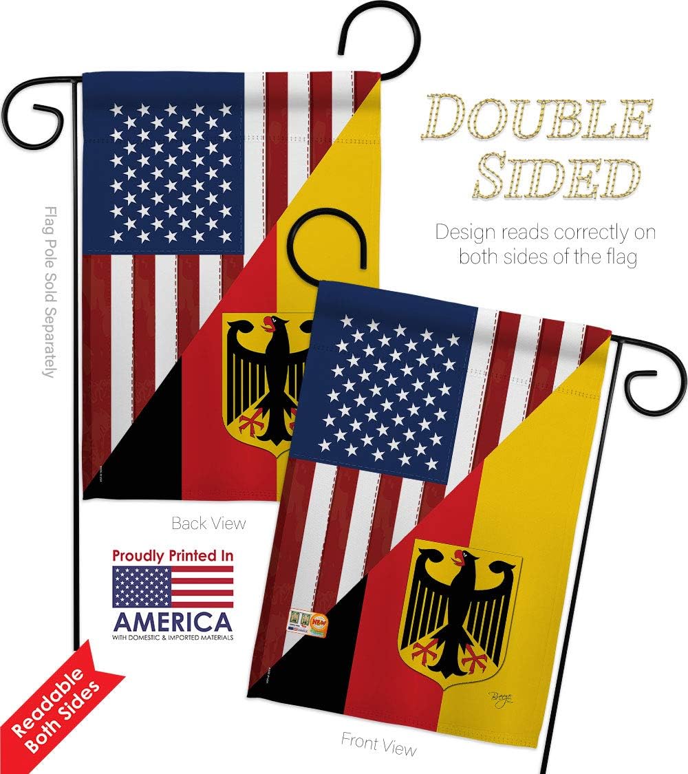 US German Friendship Garden Flag Set Wall Hanger Regional USA American Alliance World Country Particular Area Small Decorative Gift Yard House Banner Double-Sided Made In 13 X 18.5