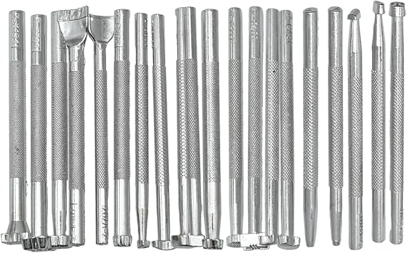 Zreneyfex 20 Pcs Leather Stamping Tools Special Shape Different Patterns for Carving Craft Leather Working Professional