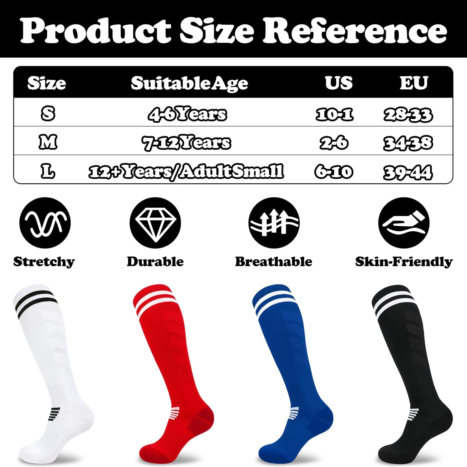 Kids Soccer Socks Youth Soccer Socks Boys Adult Kids Baseball Socks Men Women Girls Softball Socks Cusion Team Sport - Image 6