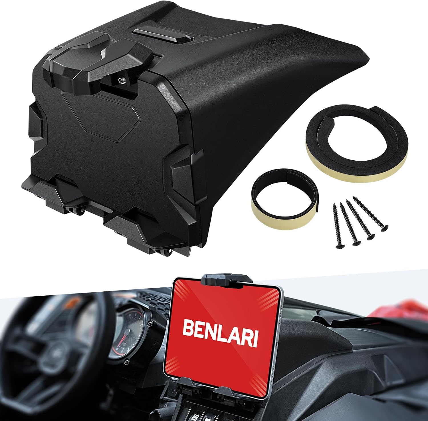 Benlari X3 Electric Device Tablet Holder,Tablet Mount Storage Box Compatible with 2017-2024 Can Am Maverick X3 Max DS MR RC Turbo R Accessories Replacement for 715002874