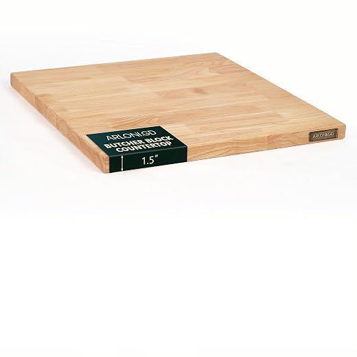 Hevea Butcher Block Countertop, 25"×24"×1.5" Unfinished Wood Table Top | Solid hevea wood top for kitchen counters, desks, shelves, islands, and DIY projects; easy to cut, finish, and maintain.