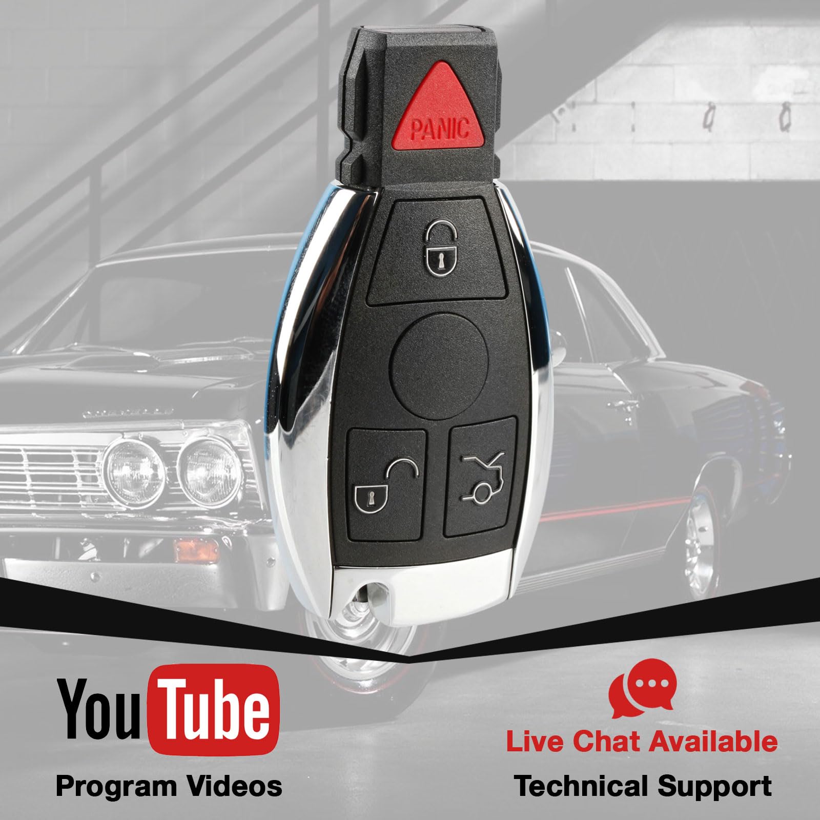 USARemote Telecomando di ricambio per telecomando per Mercedes Benz S GL ML R Smart Prox Fobik IYZ-3312 2009 2010 2011 2013 2014 a 4 pulsanti – Programmazione professionale richiesta