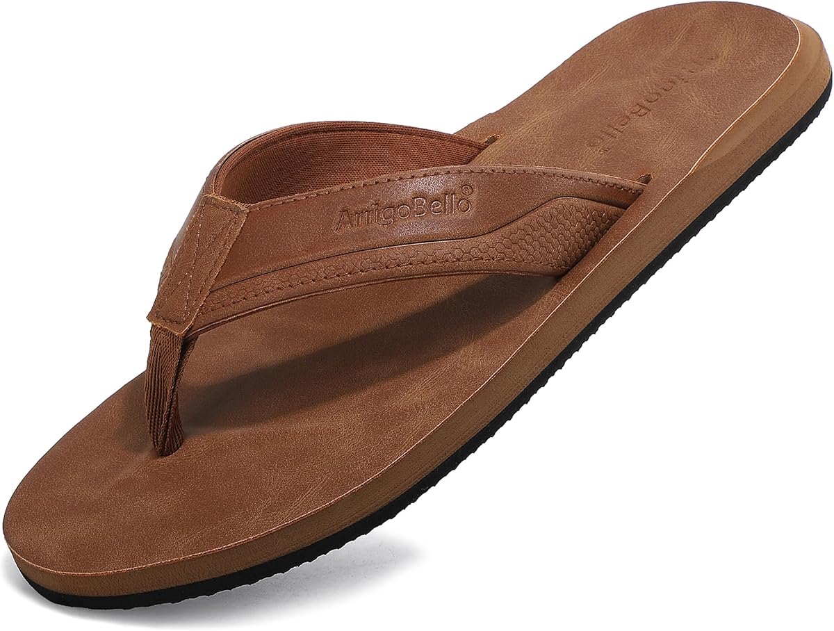 AX BOXING Chanclas para hombre Sandalias de cuero con tiras Zapatillas casuales cómodas