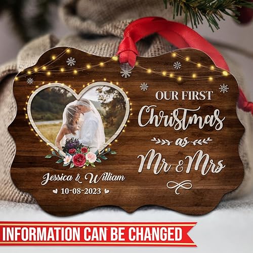 Miniatura 2 de Adorno personalizado para la primera Navidad como el señor y la señora, adornos de aluminio para boda, matrimonio, regalos de recuerdo, decoraciones