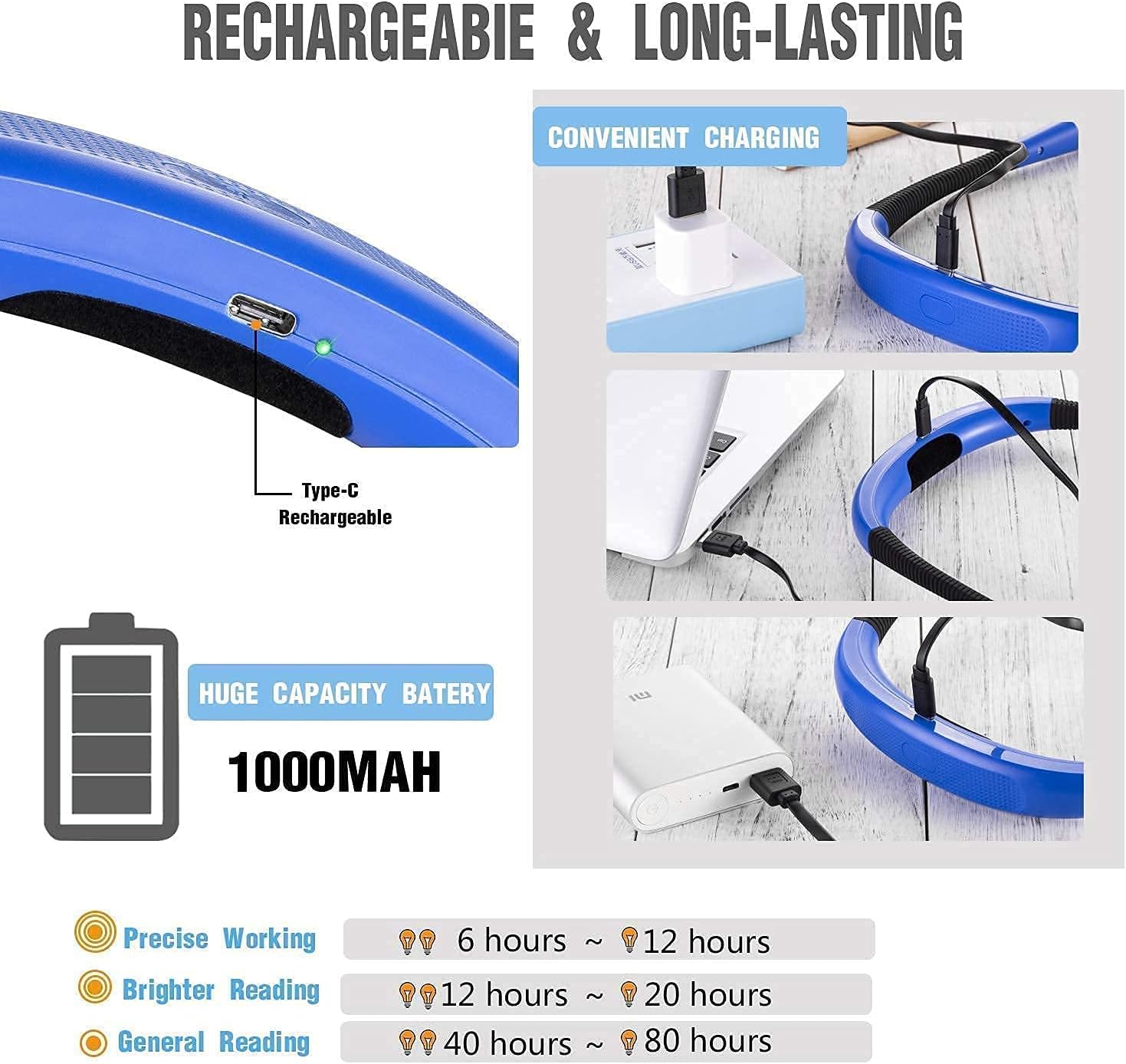 Glocusent LED Neck Reading Light, Book Light for Reading in Bed(2 Pack)