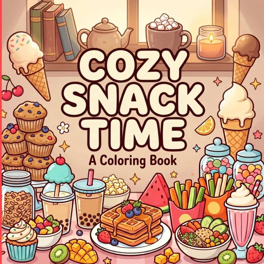 Cozy Snack Time: A Delicious Collection of 50 Fun Snack and food Illustrations to Color