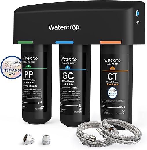 Waterdrop TSA Under Sink Water Filter System, 3-Stage High Capacity Water Filtration...