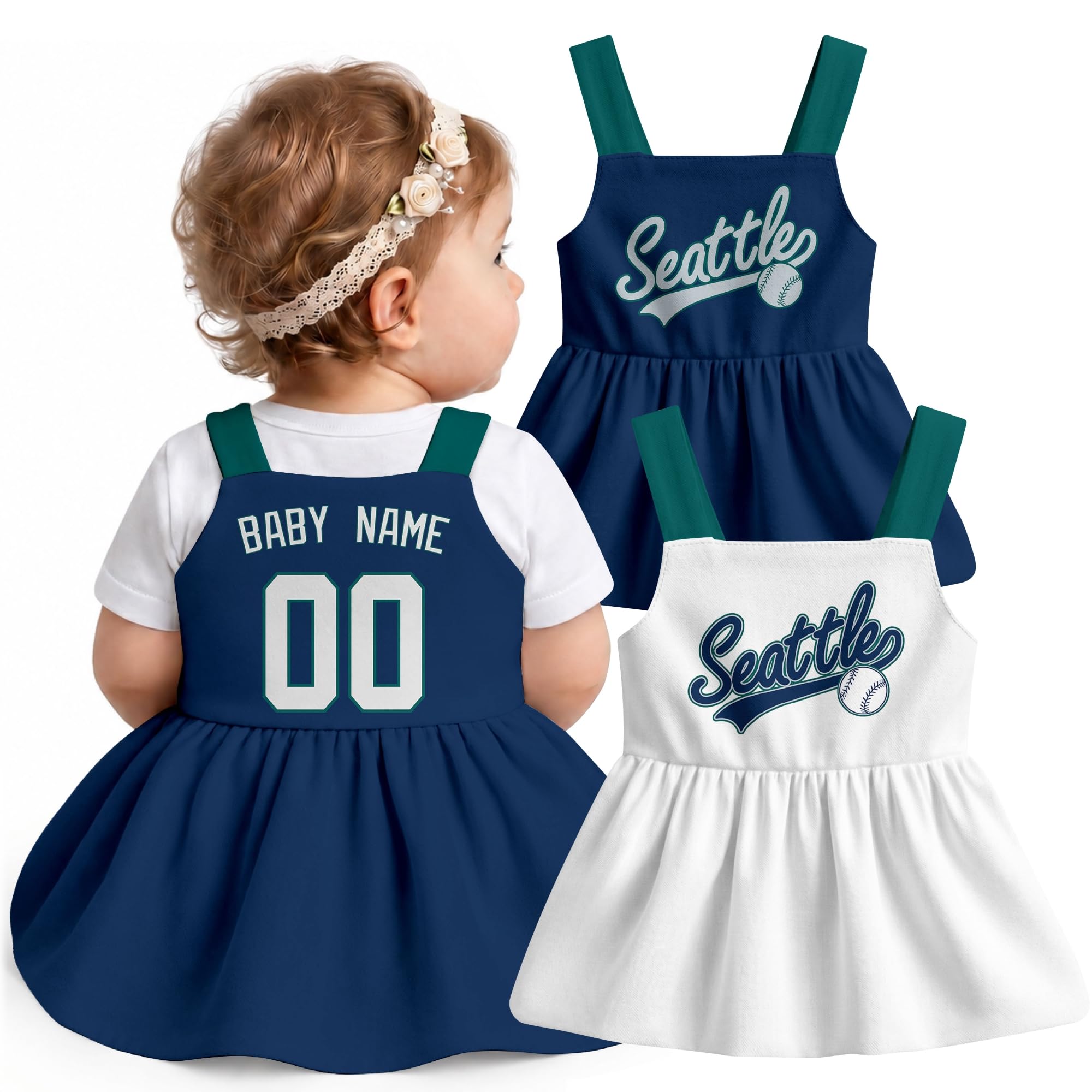 KREDE Baby Girl Clothes Custom Baby Strap Dress with Number Name for Baby Girl Gifts