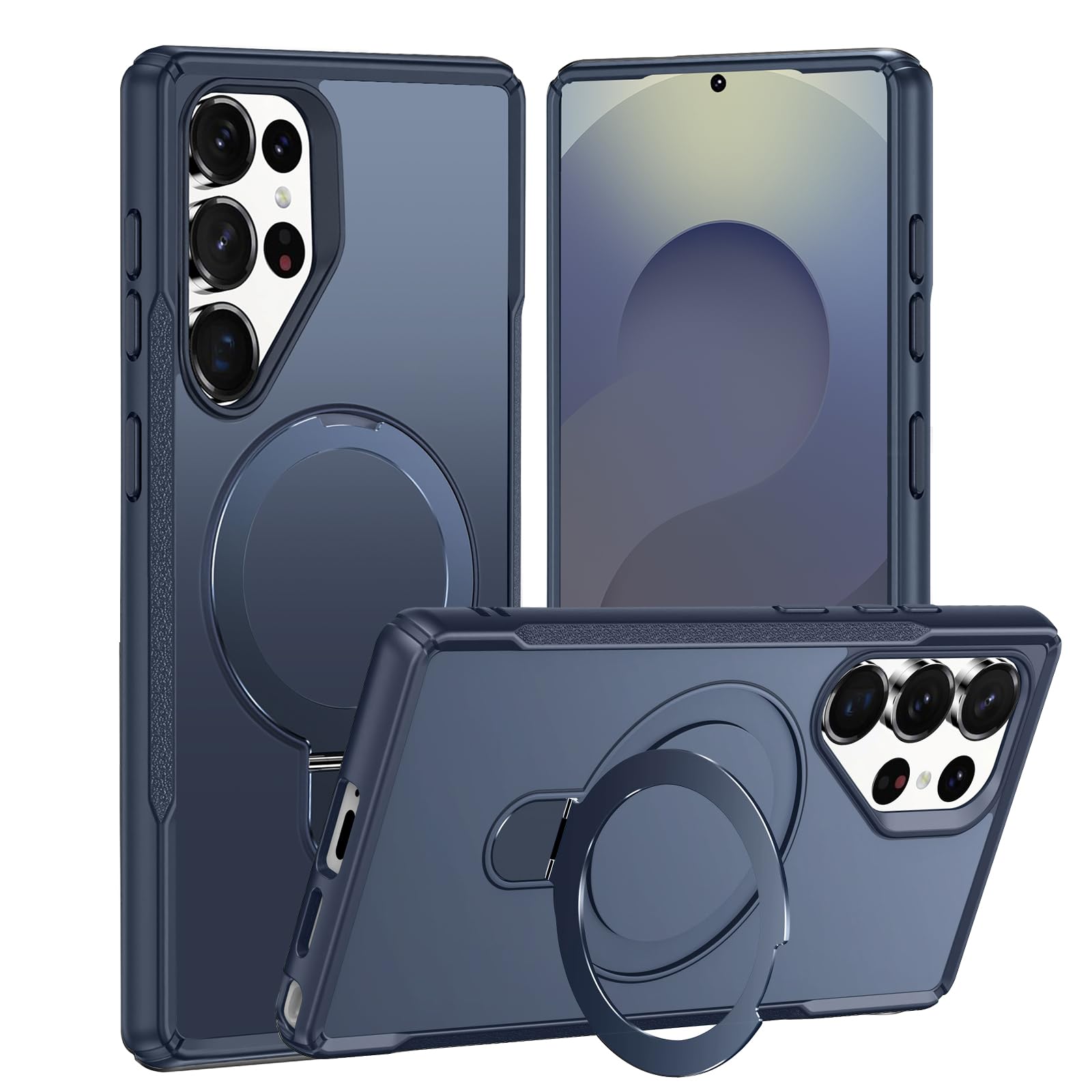 Hülle für Samsung Galaxy S25 Ultra mit Unsichtbarem Ständer 360 Grad Drehbar Militärschutz Stoßfest Kratzfeste Schutzhülle S25 Ultra Handy mit Magnetischer Unterstützung und Kamera Schutz (Blau)