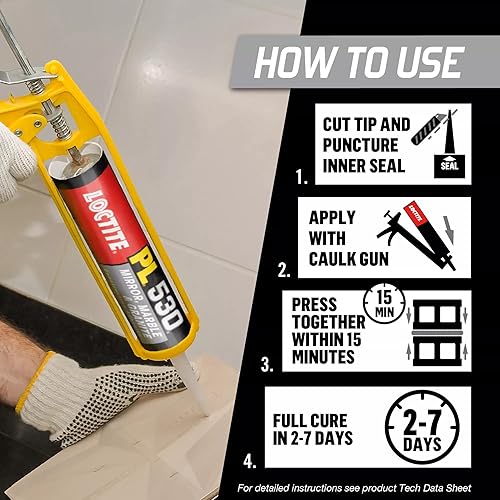 Miniatura 2 de Loctite PL 530 Adhesivo de construcción de espejo, mármol y granito, 10 onzas