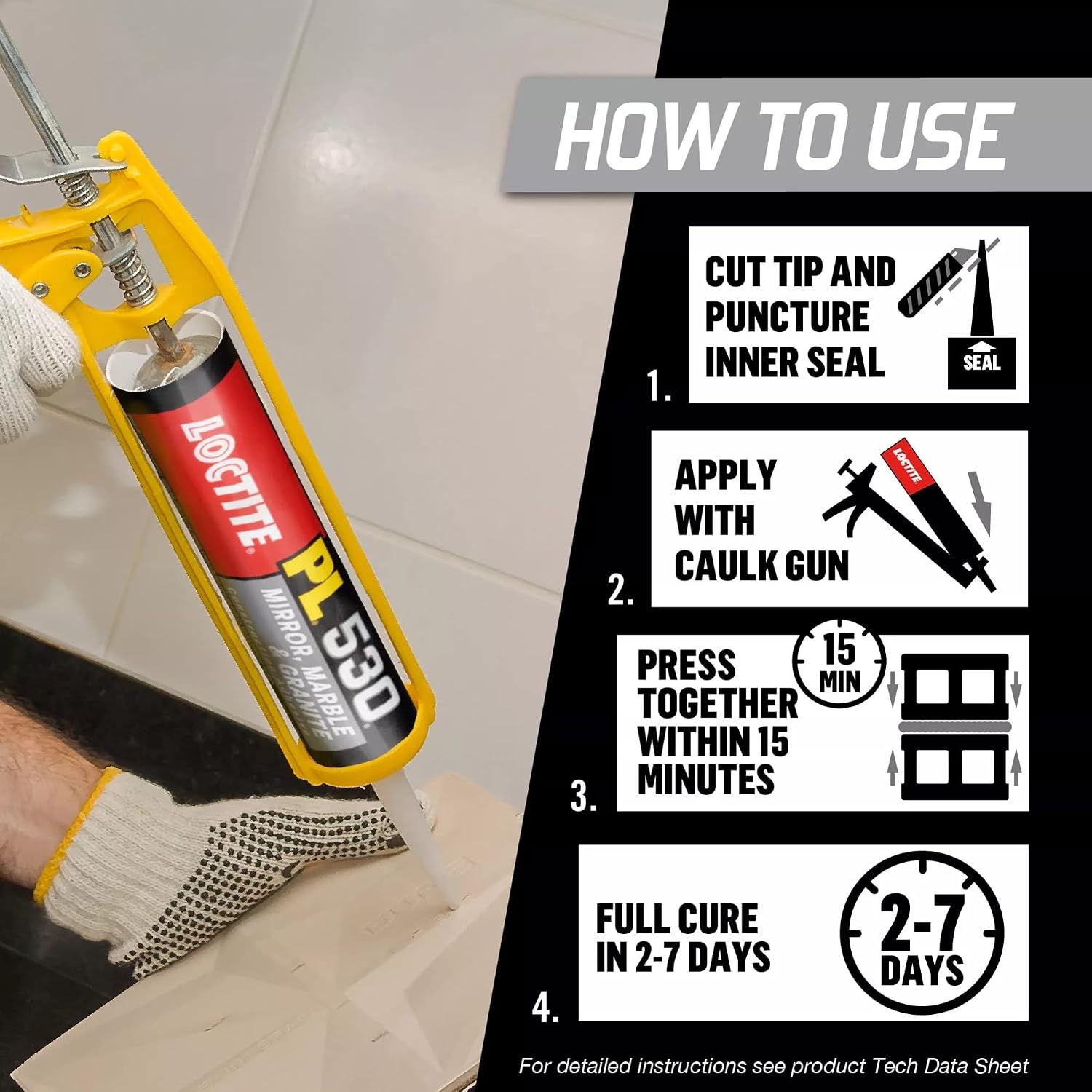Loctite PL530 Mirror, Marble and Granite Construction Adhesive, 10 fl oz, Cartridge