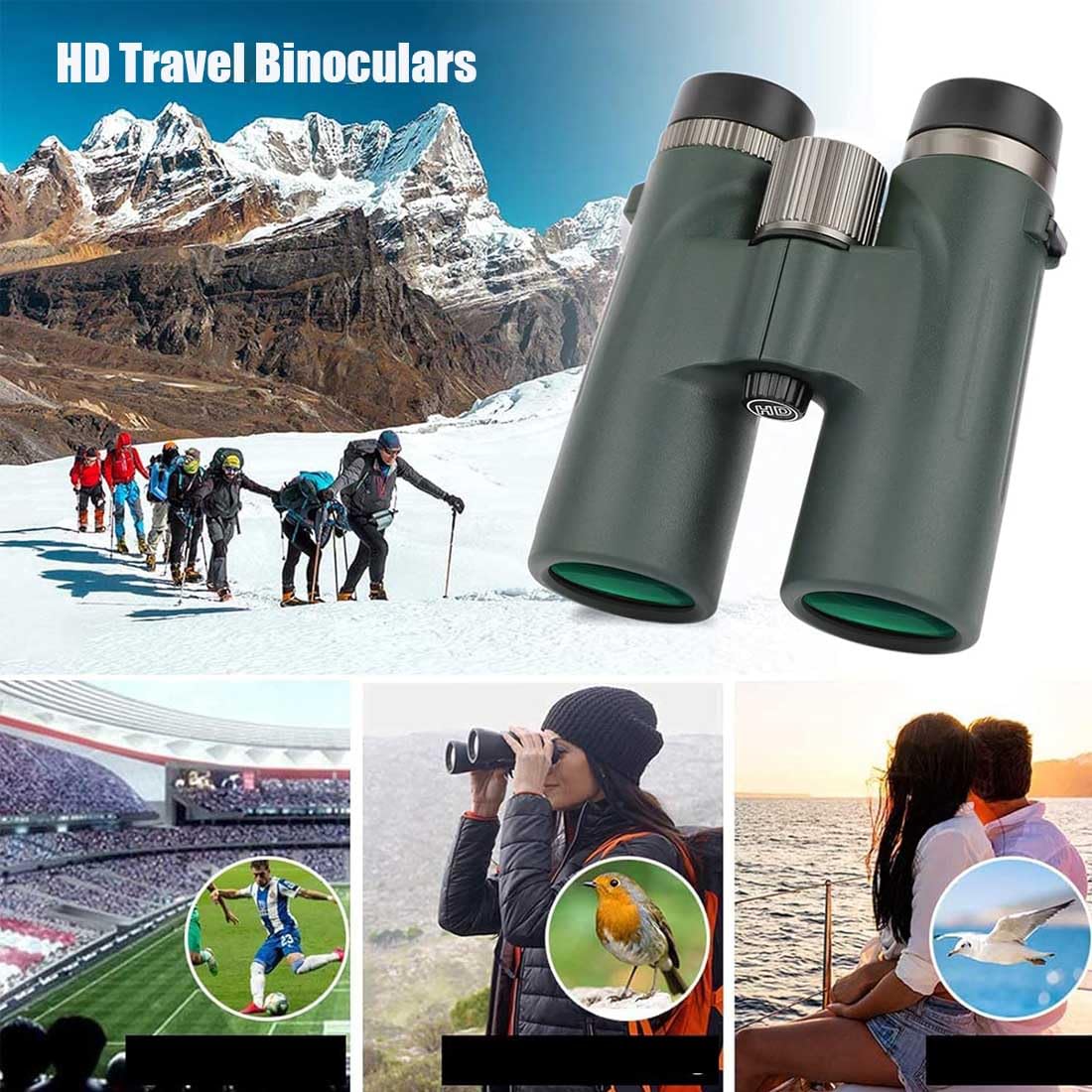 Binocolo 12 X 42, Binocolo Ad Alte Prestazioni Per Adulti, Antiappannamento E Impermeabile, Perfetto Per Birdwatching, Viaggi, Osservazione Delle Stelle, Caccia E Concerti (Verde)