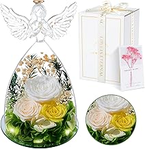 Eternal Rose Original Gift for Women, Preserved Flower with Angel Figurine Gifts for Mom Grandmother Girlfriend Couple, Pink Gift Woman Christmas Valentine's Day Mother's Day Anniversary