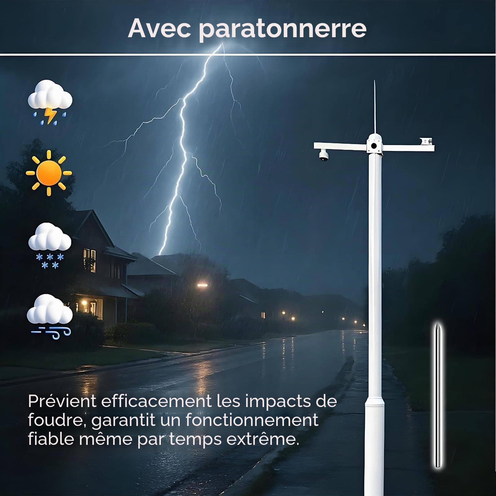 Support De Surveillance Segmenté pour Caméras De Sécurité Extérieures. Support De Caméra De Surveillance Tous Temps, Poteau Extra-Long De 2 à 6 M pour Caméra De Sécurité A-6.5ft/2m