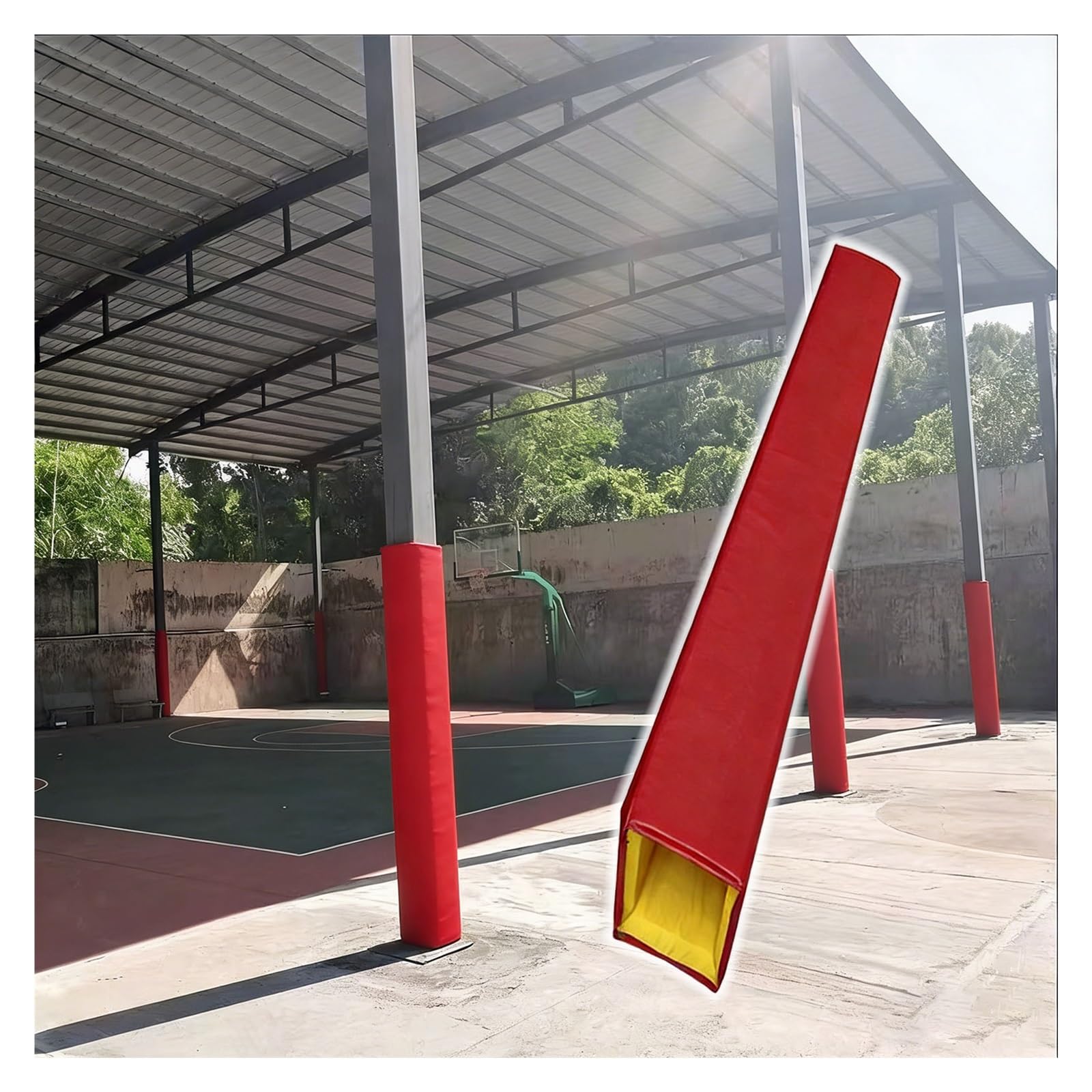 4ft Tall Anti Slip Post Protector Cushion, Square Padding for Metal Pole, Indoor Outdoor