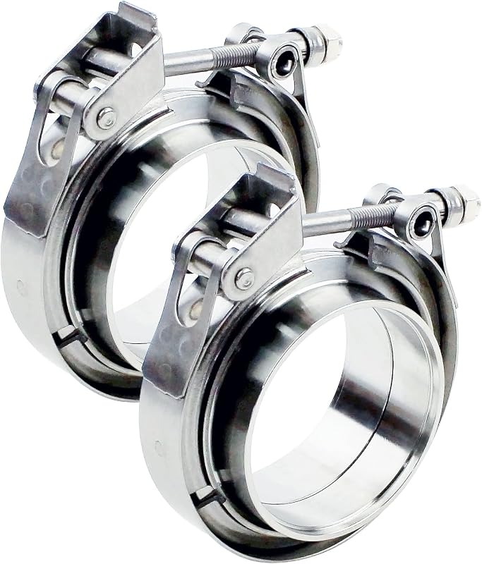 Abraçadeira V-Band 3,5" para escapamento ROADFORMER com flanges macho e fêmea – Kit com 2