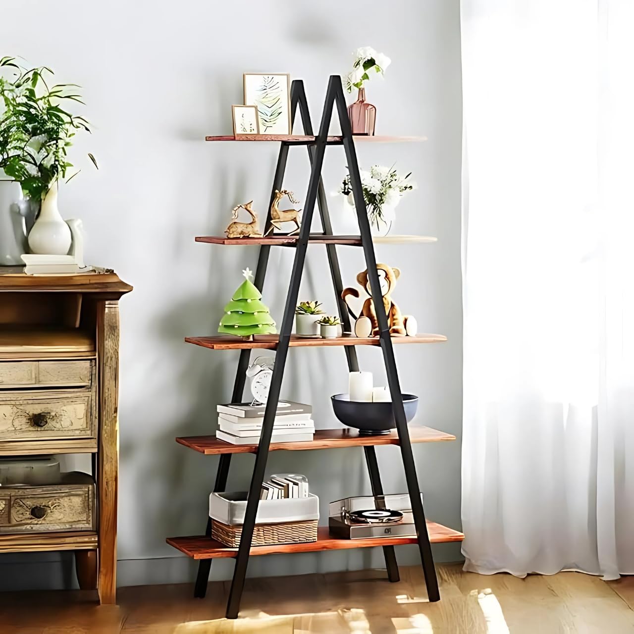 ecofynd 5-Tier A-Shaped Multipurpose Stand for Living Room, Space-Saving Organizer Rack Shelf & Display Unit for Home Library, Office, Bedroom, Shops, Kids Room, Versatile Storage Solution-image-3