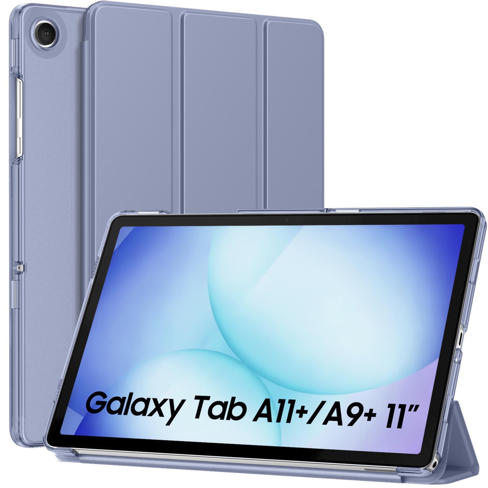 MoKo Slim Case for Samsung Galaxy Tab A11+ Plus/ A9+ Plus 11 Inch | Smart Stand Hard PC Translucent Back Shell Cover for Galaxy Tab A11+/A9+ Tablet, Auto Sleep/Wake, Grey Purple