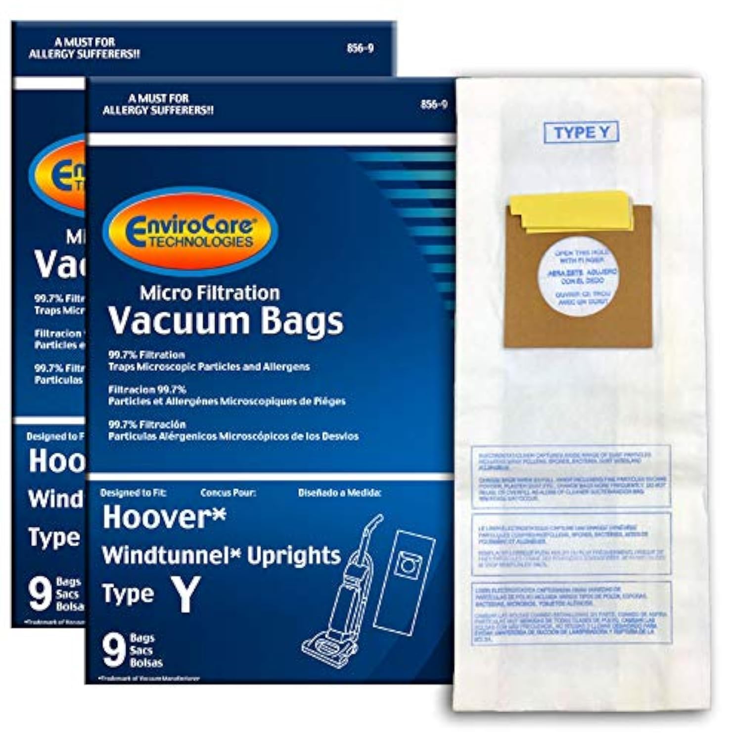 EnviroCare Replacement Micro Filtration Vacuum Cleaner Dust Bags for Hoover Windtunnel Upright Type Y 18 pack