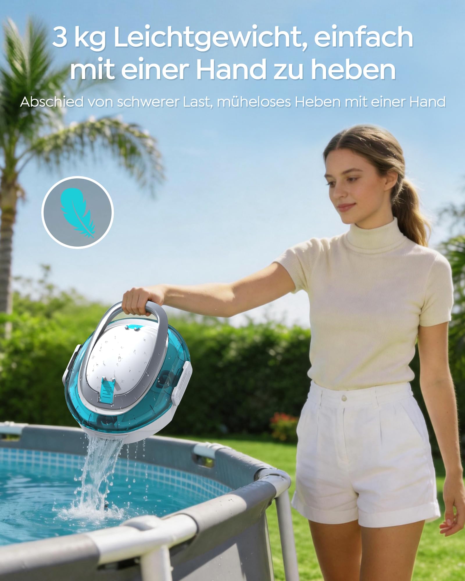 S2 Poolroboter,Doppelfiltration,Kabelloser Poolsauger Akku,Blau