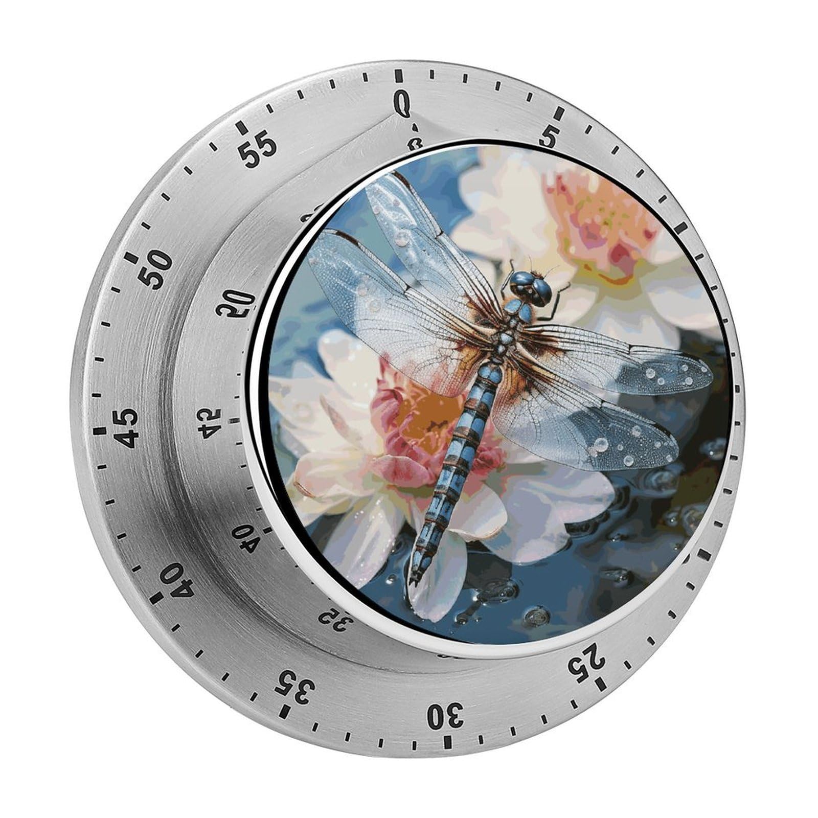 Dragonfly Lotus Timer Desk Productivity Teacher Supplies Kitchen Magnetic Countdown Mechanical Timer for Cooking, Egg, Teacher, Exercise, Oven.
