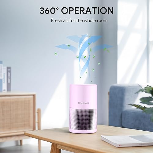 Miniatura 4 de FULMINARE Purificadores de aire para dormitorio, filtro de aire HEPA verdadero H13, limpiador de aire silencioso con luz nocturna, purificador de