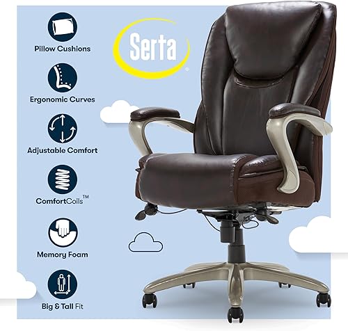 Miniatura 6 de Serta Smart Layers Hensley silla de oficina alta color castaño tostado níquel satinado