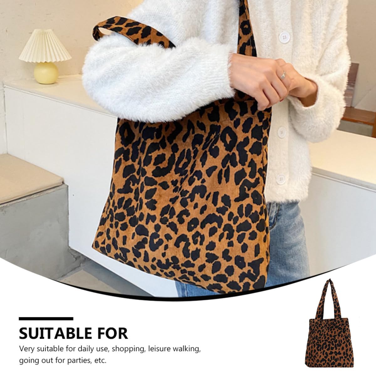 Healeved Bolso De Hombro Para Mujer Bolso Tote Estampado De Leopardo Bolsa De Almacenamiento Para Uso Diario