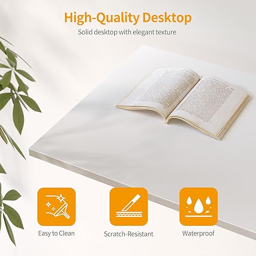 Miniatura 7 de Cubiker Escritorio para computadora, escritorio moderno de estilo simple de 63 pulgadas para oficina en casa, escritorio resistente con bolsa de