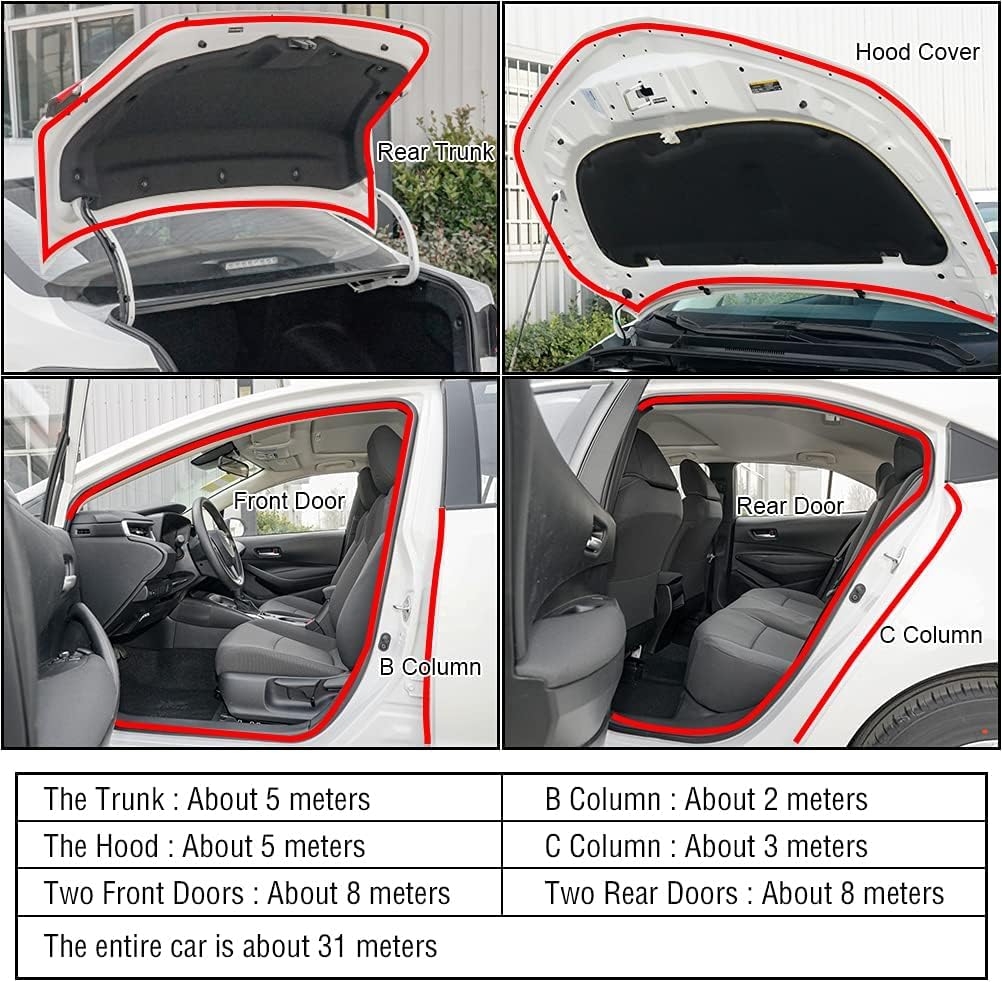 car Door Seal Strip for 2023 2024 2025 Chevy Colorado, Soundproof Waterproof dustproof car Weather Stripping,New Thickened car Door Rubber Sealing Strip,Engine Hood + Trunk
