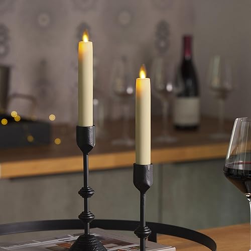 Miniatura 9 de Luminara Juego de 2 cónicas LED de llama móvil 1 x 6 pulgadas vela sin llama parte superior plana cera real lisa sin perfume color rojo