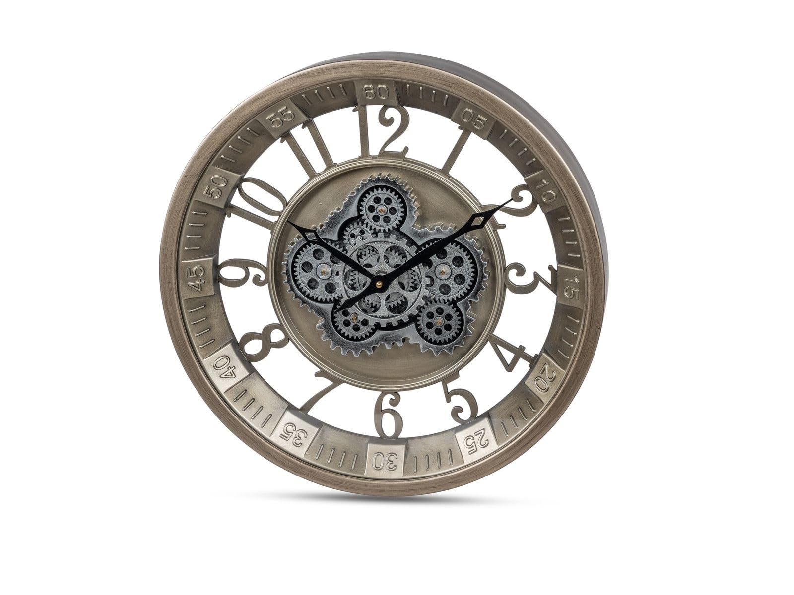 formano Grande orologio da parete moderno con ingranaggi mobili, 46 cm, orologio in metallo