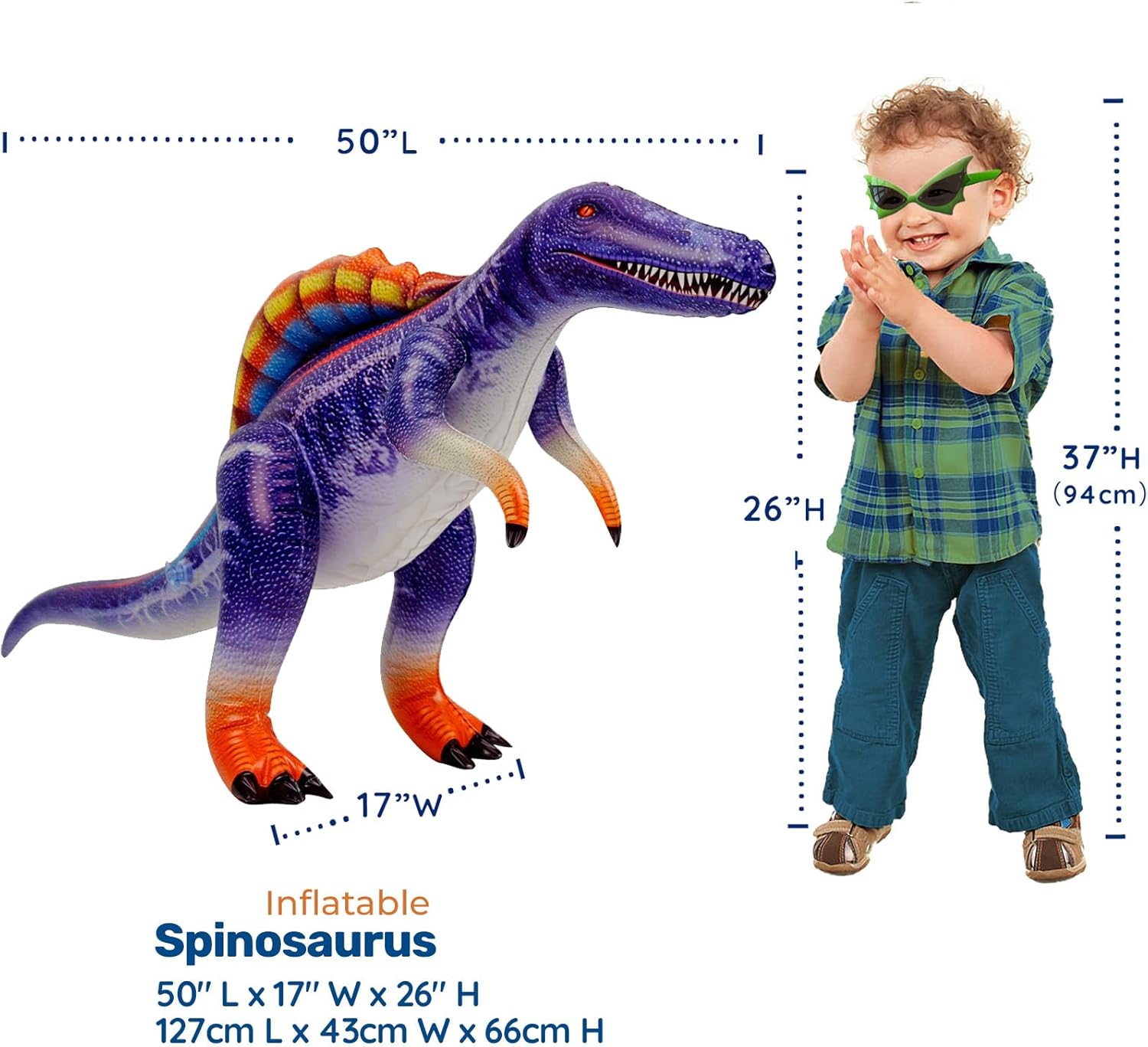 HOHQB 50“ Long Spinosaurus Giant Inflatable Dinosaur Party Decorations, Dinosaur Balloons Birthday Party Supplies