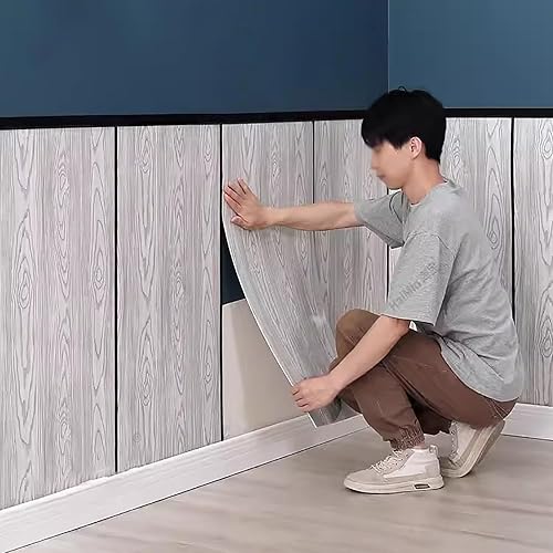 Miniatura 5 de 510 piezas de azulejos de pared de PVC para despegar y pegar, azulejos de pared de PVC de 15.75 x 31.5 pulgadas, grano de madera para salpicaduras
