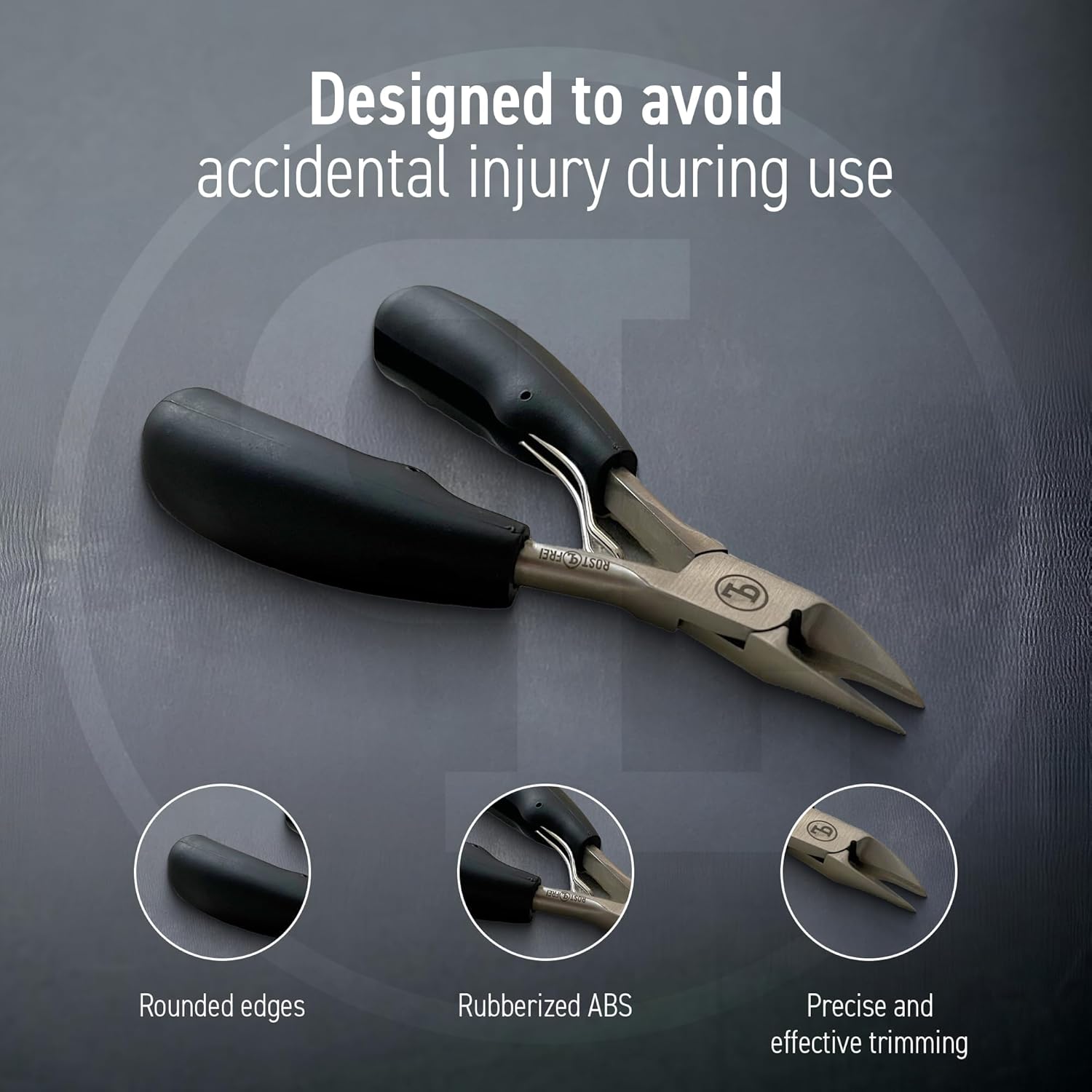 Nail Clipper Set for Thick Toenails - 5-Piece Professional Kit with Angled Head for Seniors, Ingrown Toenail Tools, German Steel, Leather Case - PIUS LANG