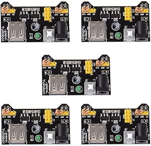 HiLetgo 5pcs 3.3V 5V Power Supply Module for MB102 102 Prototype Breadboard DC 6.5-12V or USB Power Supply Module