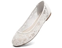 Greatonu Women's Ballet Flats Round Toe Slip on Lace ballerina Flat Comfortable Wedding Casual Dressy Floral Flats Shoes