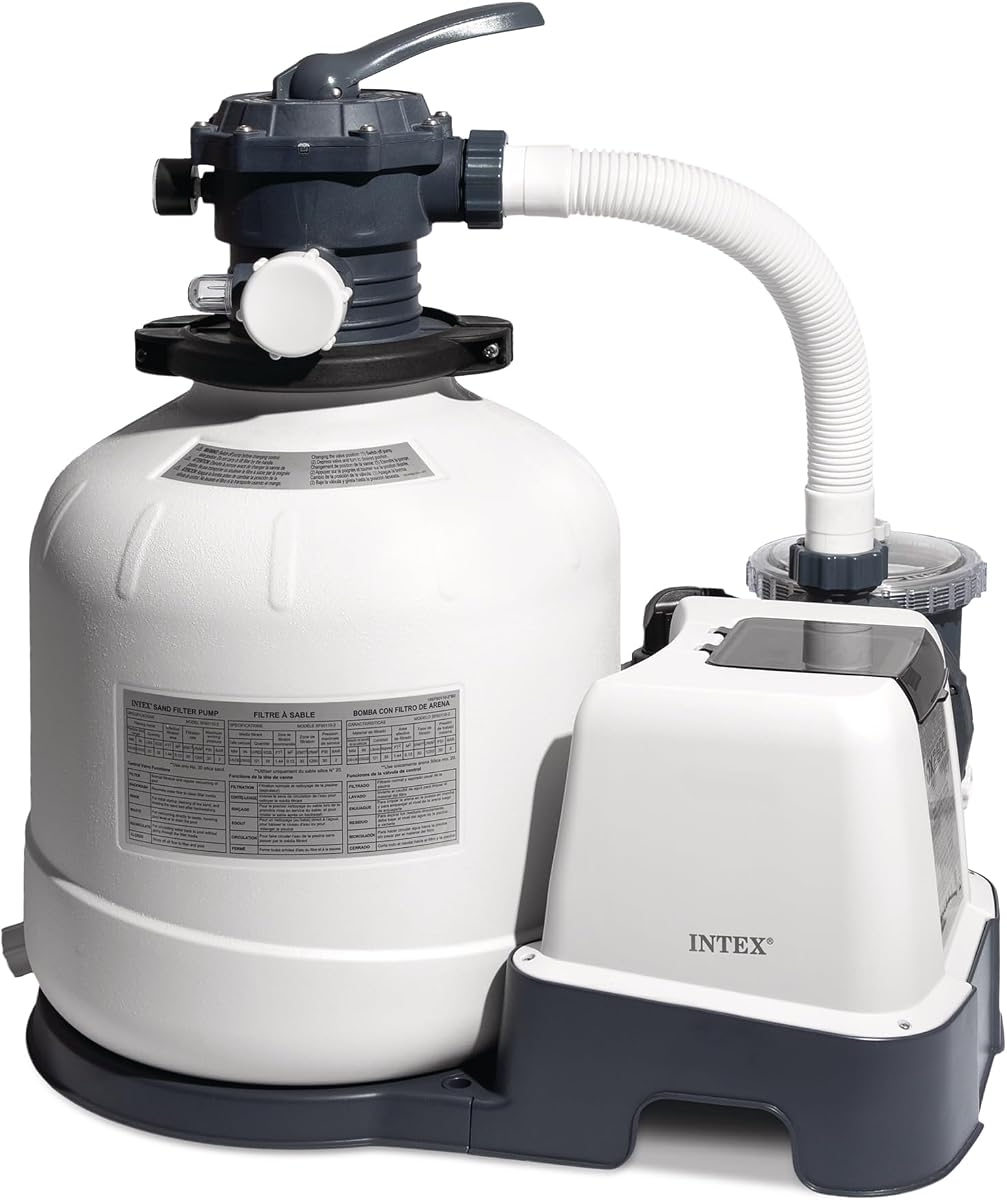 Bomba de filtro de arena Krystal Clear 2650 GPH para piscinas elevadas | 26679EG - Tanque de 16" para piscinas: 4,800 a 15,000 galones, capacidad de arena de 120 lb - Circulación y filtración mejoradas