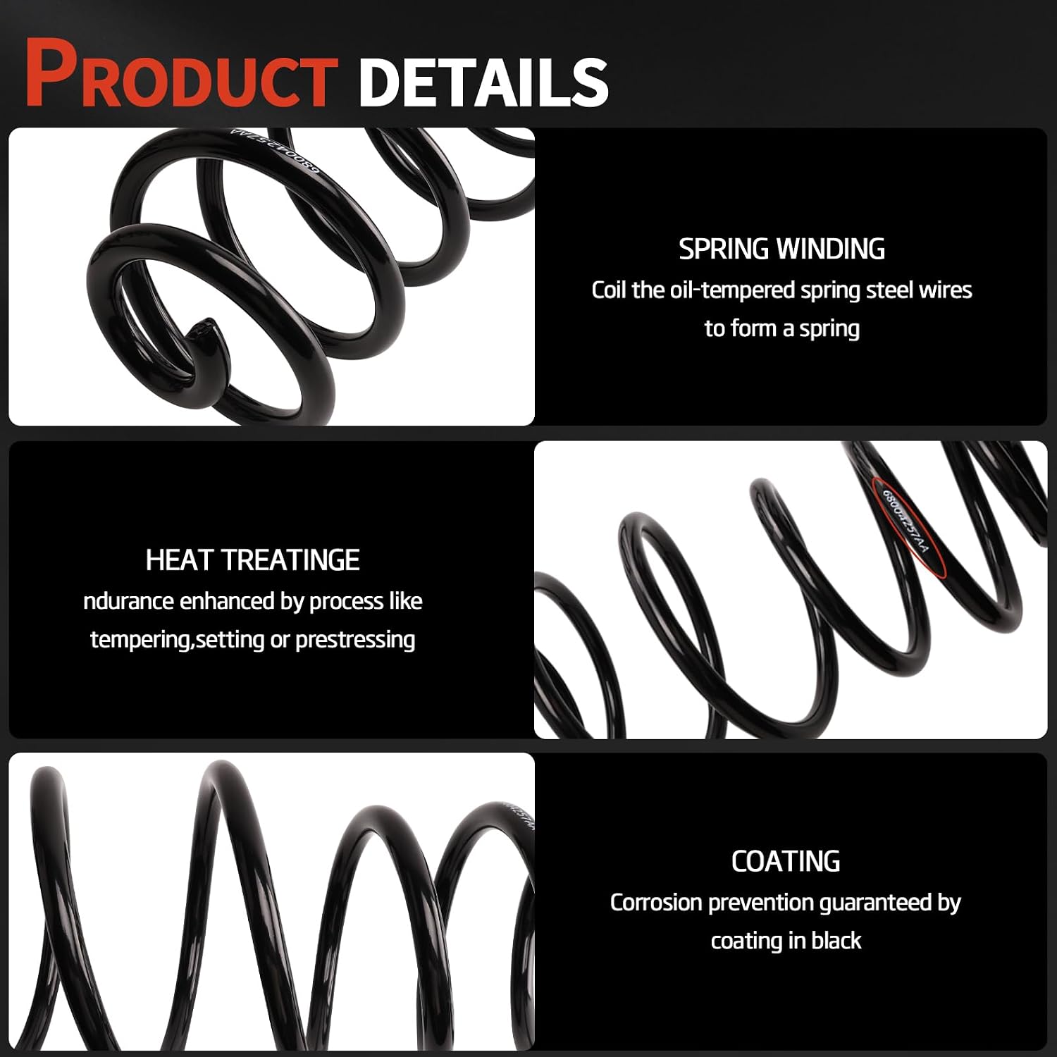 Rear Left & Right Suspension Coil Spring Set Compatible with Wrangler 2007-2017 3.6L 3.8L V6, Replace# 81097 68004257AA 68004457AA 68004458AA 68004459AA 68004460AA 2PCS