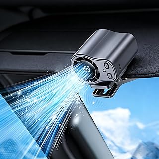 2026 Car Clip on Air Conditioner Fan with LED Display - 360° Rotation, 199 Speeds & Semi-Cooling Technology, USB Rechargeable Personal Fan, Hands-Free Clip on Fan for Cars, Work, Camping (A-Dark Grey)