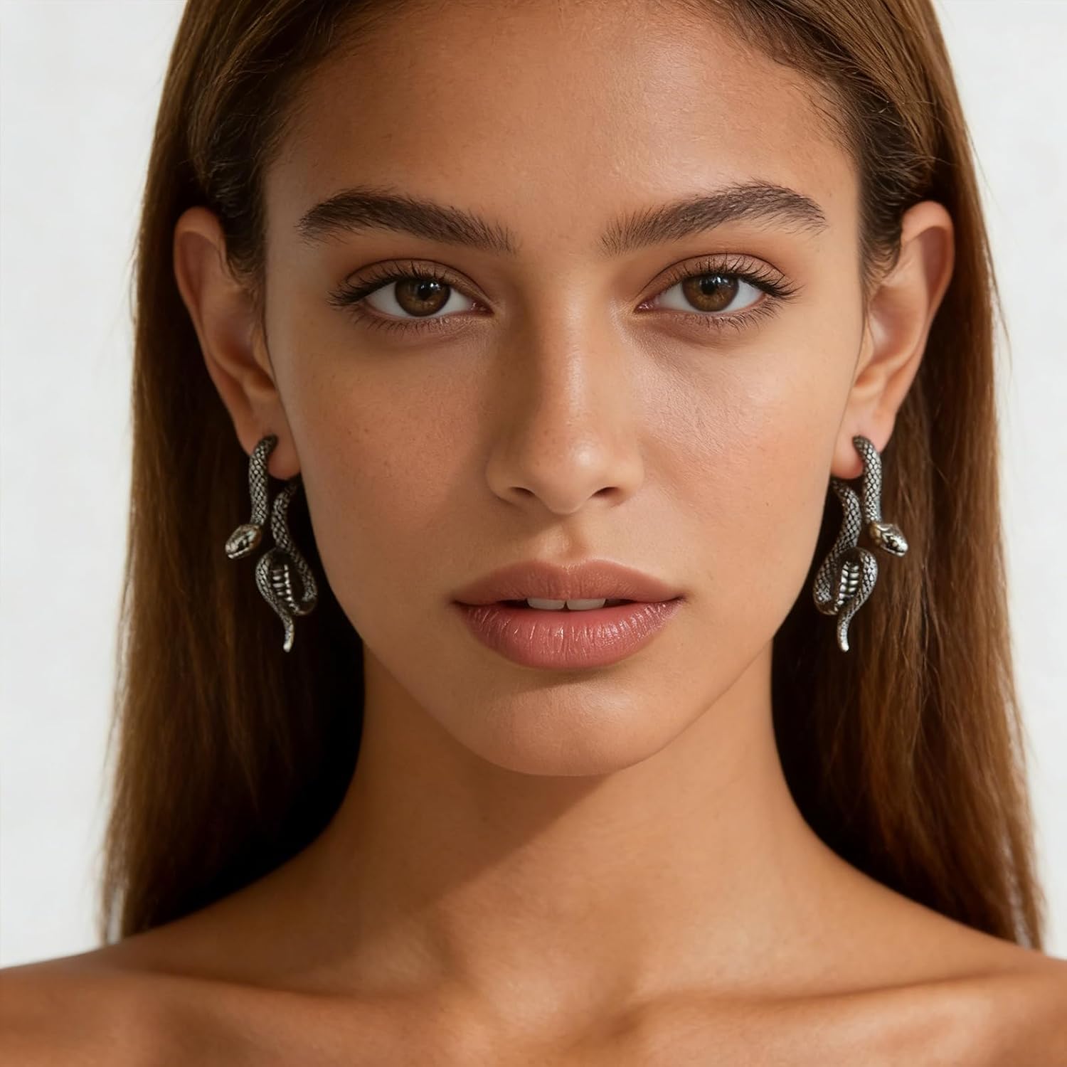 HZMAN Gothic Snake Earring Stainless Steel Punk Hip Hop Green Eye Animal Snakes Piercing Earrings Party Jewelry Gift for Men Women - Image 2