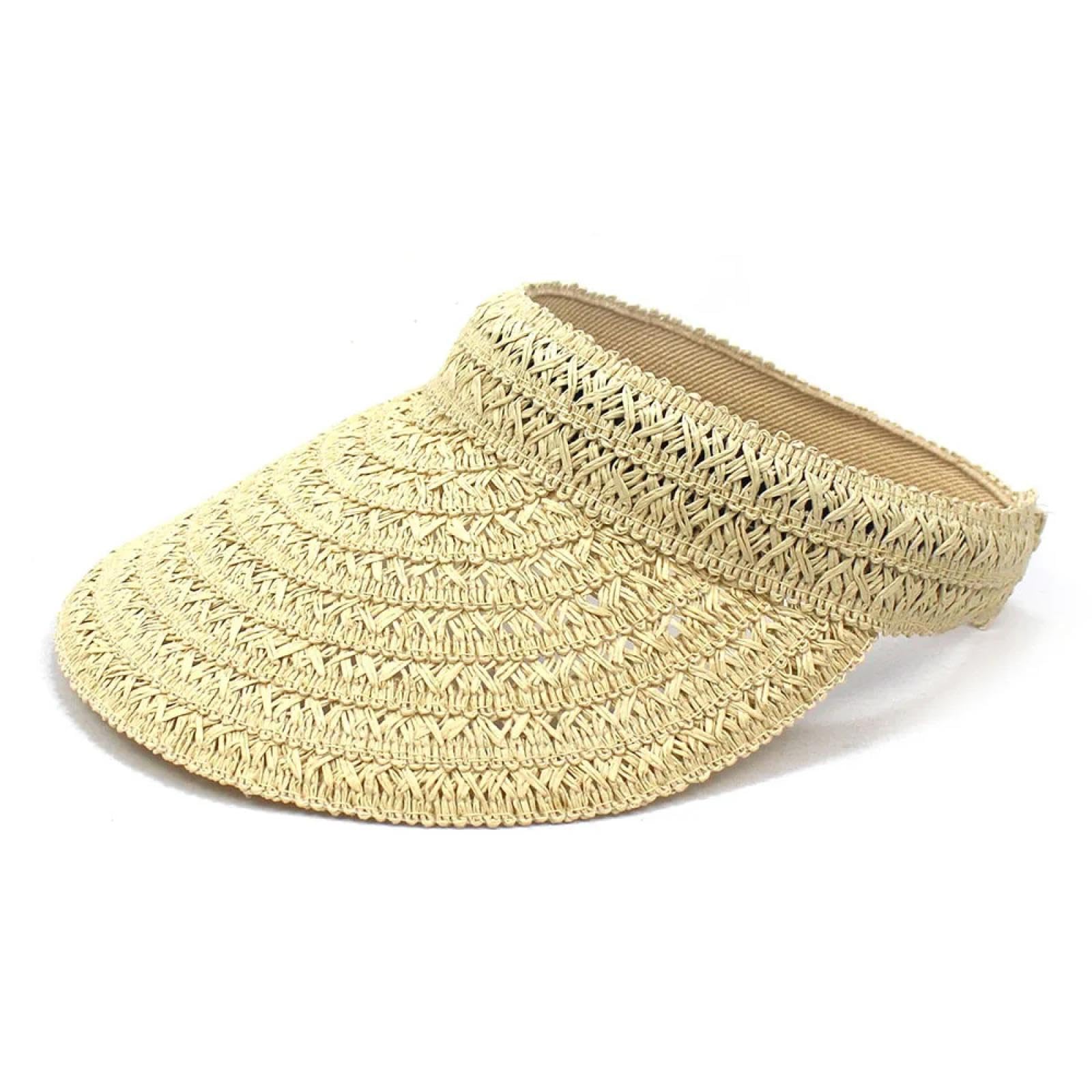 Gorros De Punto para Sombrero Tejido Beanie Gorra De Béisbol con Visera De Paja para Mujer Sombrero De Sol De Tenis Ancho Al Aire Libre