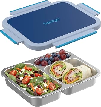 Bentgo Stainless Steel Lunch Box, Leak-Proof, 3 Compartments, 4.3 Cups