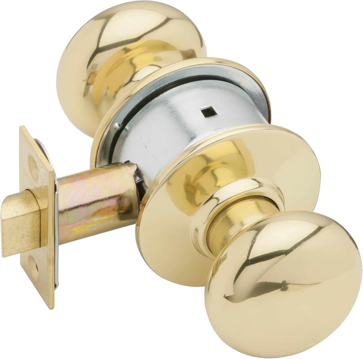Schlage A10S PLY 605 Series A Grade 2 Cylindrical Lock, Passage Function, Keyless, Plymouth Design, Bright Brass Finish
