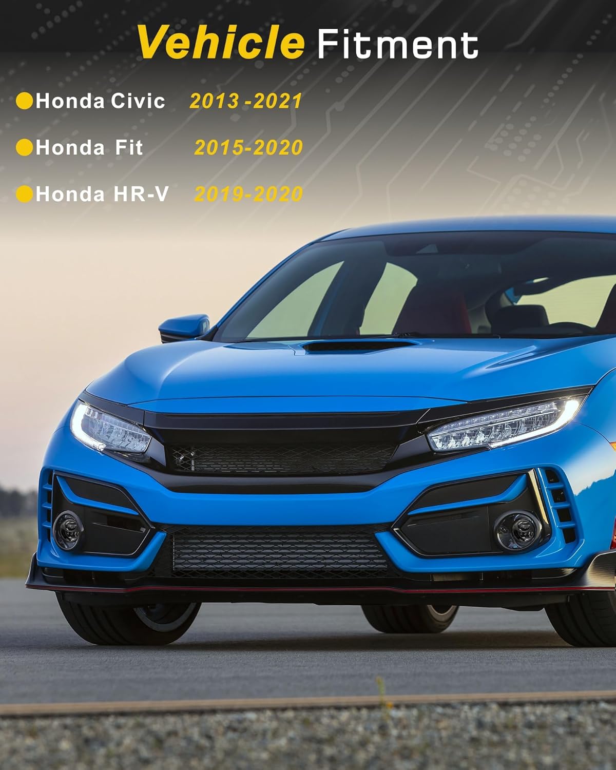 XPCTD LED Fog Lights Assembly Compatible with Honda Civic Sedan Fog Lamp Assembly 2013 2014 2015 2016 2017 2018 2019 2020 2021 Civic 2015-2020 Fit 2019-2020 HRV