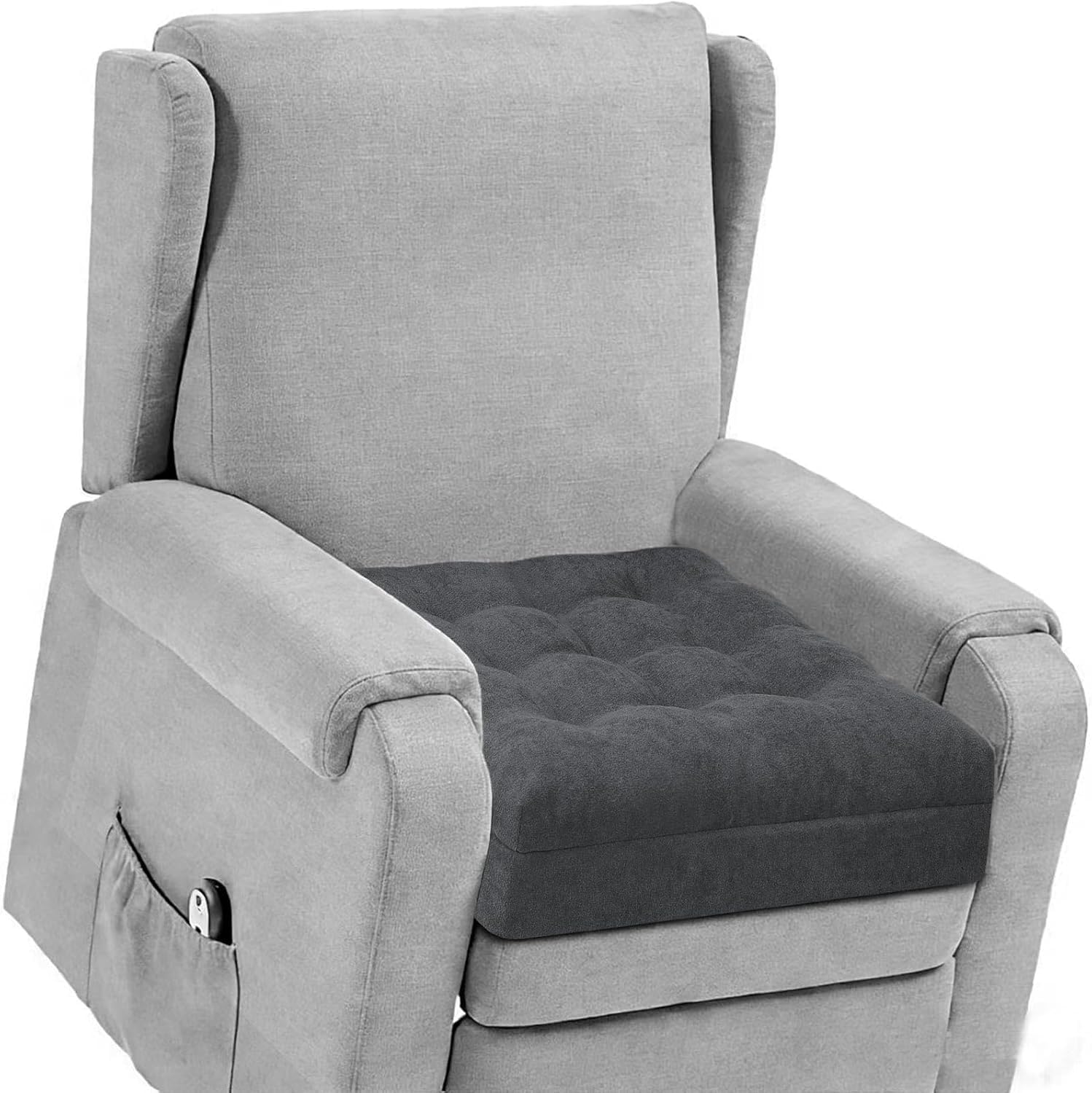TANYOO Recliner Seat Cushion for Elderly - Dual Design for Sagging Recliner Replacement & Easy Get Up, Booster Cushion Relieves Back Pain from Sofa, Couch, Chair 20x20x4 Inches (Grey, 50x50x10cm)