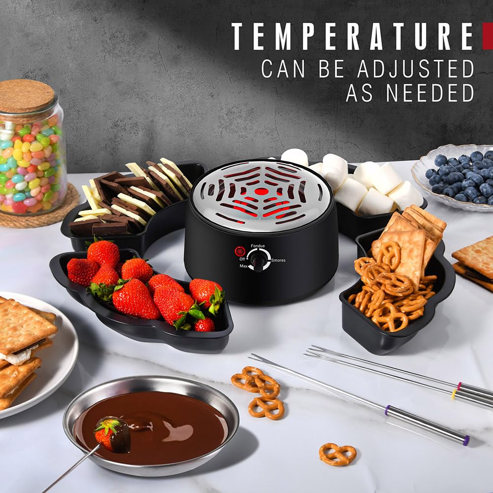 Marshmallow-Maschinen-Set, elektrische Smore-Maschine 2 in 1, Rauchset für den Innenbereich, Tisch, Ofen mit Temperaturkontrolle, Geschenke für zu Hause